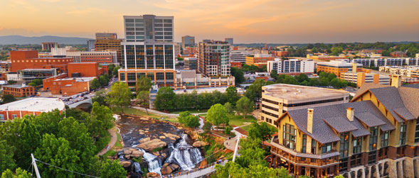 Skyline of Greenville-Spartanburg, South Carolina, USA