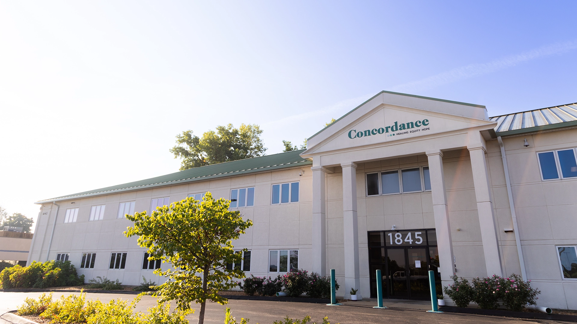 Exterior of the concordance building.