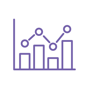Purple icon of a data chart.