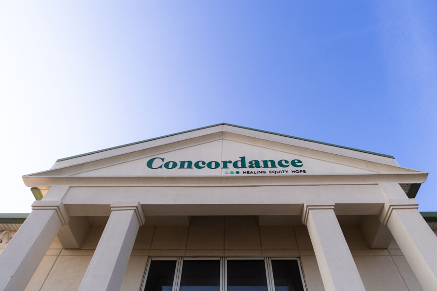 Upward shot of the Concordance building